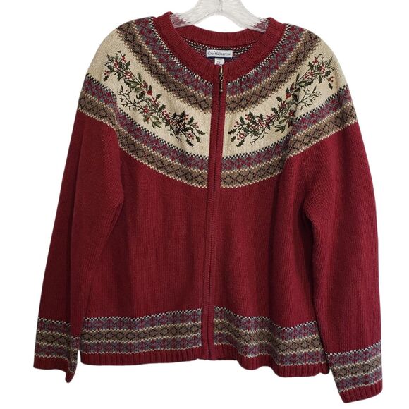 croft & barrow Sweaters - Croft & Barrow Woman's PXL Full Zip Christmas / Winter Cardigan